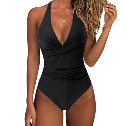 "Luna badpak hoge taille, push-up effect, zwart, elegant ontwerp, comfortabele luxe stof, strand- en zwembadkleding"