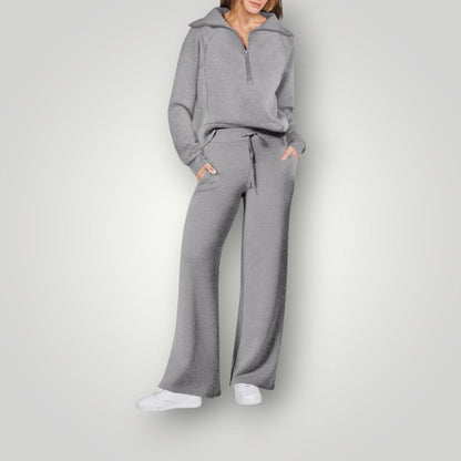 "Luxe dames loungewear set in zachte neutrale tinten, relaxte pasvorm, multikleur, perfect voor stijlvol comfort thuis."