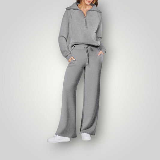 "Luxe dames loungewear set in zachte neutrale tinten, relaxte pasvorm, multikleur, perfect voor stijlvol comfort thuis."