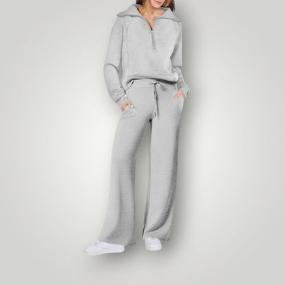 "Luxe dames loungewear set in zachte neutrale tinten, relaxte pasvorm, multikleur, perfect voor stijlvol comfort thuis."