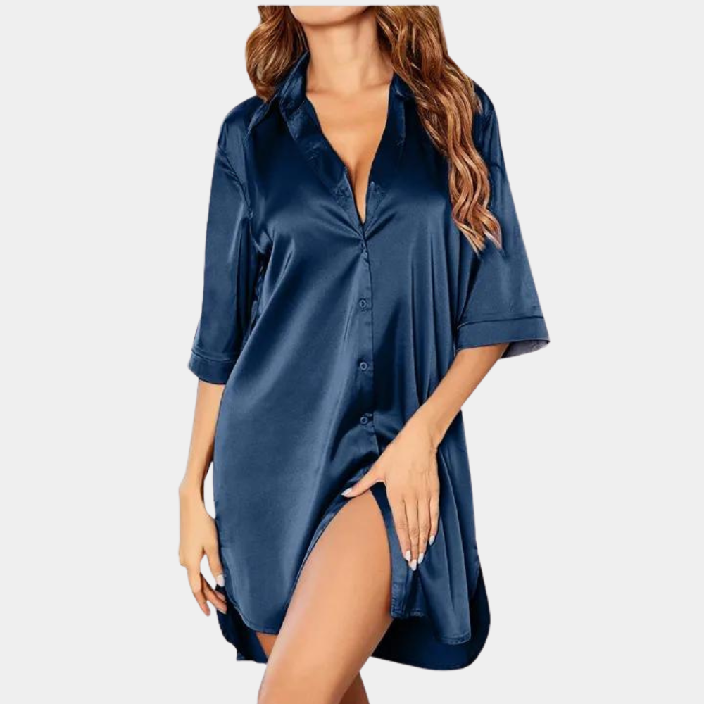 Luxe en ademende dames slaapjurk, zijdezacht met elegante snit, ideaal voor een stijlvolle, comfortabele nachtrust.