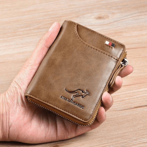 Luxe leren herenportemonnee met RFID-bescherming, diverse vakken en compact ontwerp. Veilig tegen diefstal, stijlvol design.