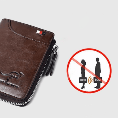 Luxe leren herenportemonnee met RFID-bescherming, diverse vakken en compact ontwerp. Veilig tegen diefstal, stijlvol design.