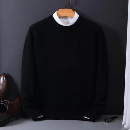 "Luxueuze kasjmier herentrui, elegante snit, blauw en camel, voor stijl en warmte. Ideaal voor casual en formele gelegenheden