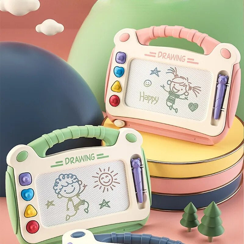 Magnetisch tekenbord voor kinderen met stevige poten, stimuleert creativiteit en motoriek, verkrijgbaar in blauw, groen, roze