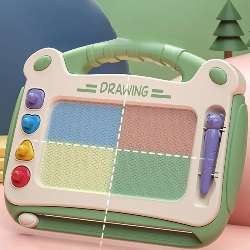 Magnetisch tekenbord voor kinderen met stevige poten, stimuleert creativiteit en motoriek, verkrijgbaar in blauw, groen, roze