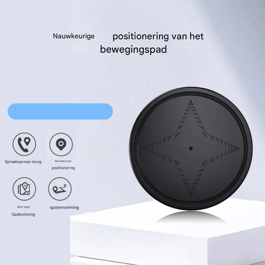 "Magnetische GPS-tracker voor real-time locatiebepaling, zwarte behuizing, ideaal voor voertuigen, weer- en schokbestendig."
