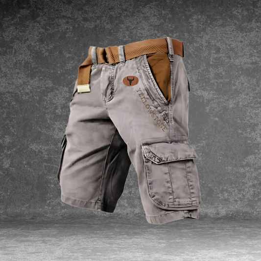 "Maverick cargo shorts heren, regular fit, katoenmix, beige, met meerdere cargozakken, comfortabel en veelzijdig."
