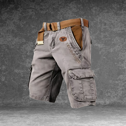 "Maverick cargo shorts heren, regular fit, katoenmix, beige, met meerdere cargozakken, comfortabel en veelzijdig."