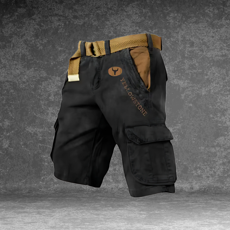 "Maverick cargo shorts heren, regular fit, katoenmix, beige, met meerdere cargozakken, comfortabel en veelzijdig."
