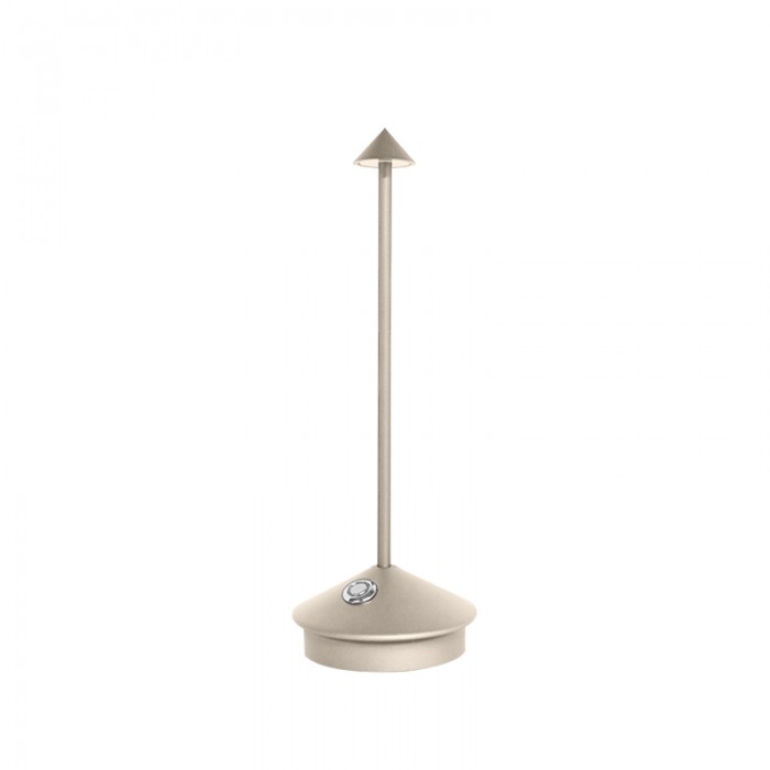 "Moderne draadloze LED tafellamp, dimbaar, waterbestendig, mat zwarte afwerking, voor binnen en buiten gebruik."