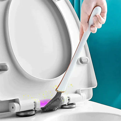"Moderne toiletborstel CleanGuard met borstelharen in groen, oranje, wit voor hygiënische badkamerreiniging."