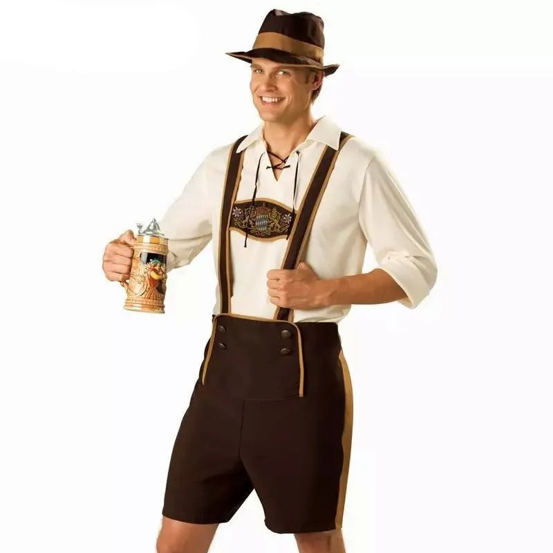 "Oktoberfest dirndl in elegant design, blauw geruit; ideaal voor vrouwen die een feestelijke traditionele Duitse look willen.