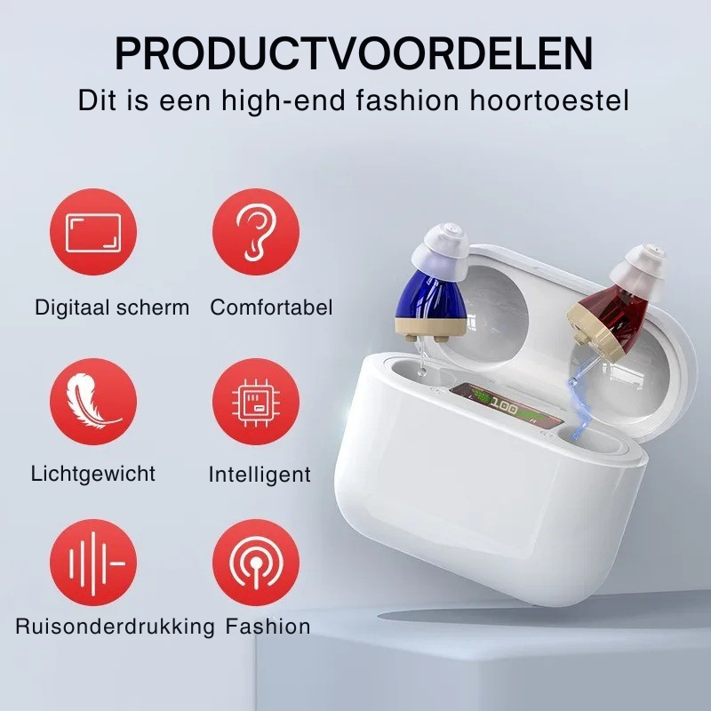 "Onzichtbaar en discreet in-ear hoortoestel met ergonomisch design voor dagelijks comfort en kristalhelder geluid"