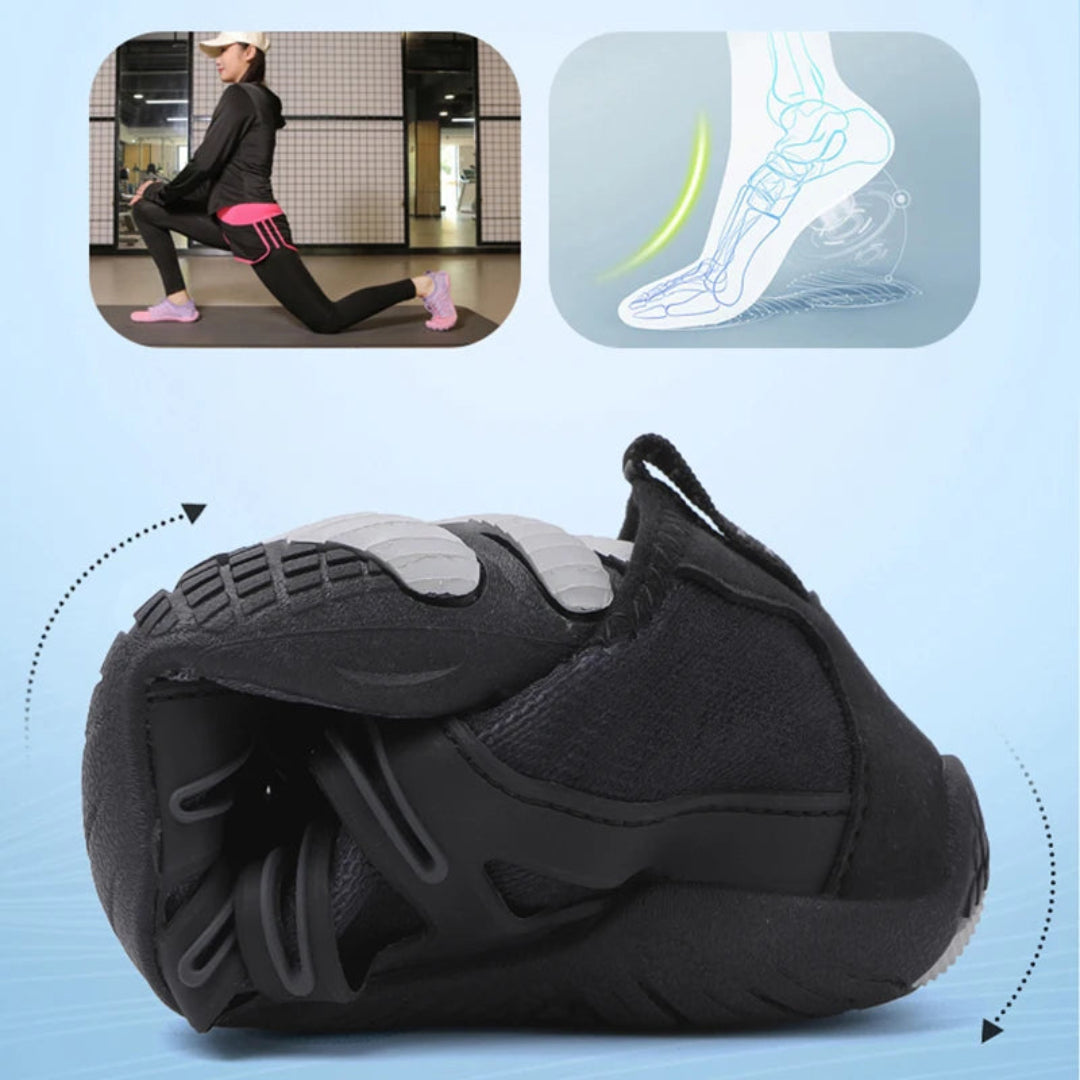 "Orthopedische barefoot schoenen met ademend textiel, lichte flexibele constructie voor comfort en natuurlijke beweging."