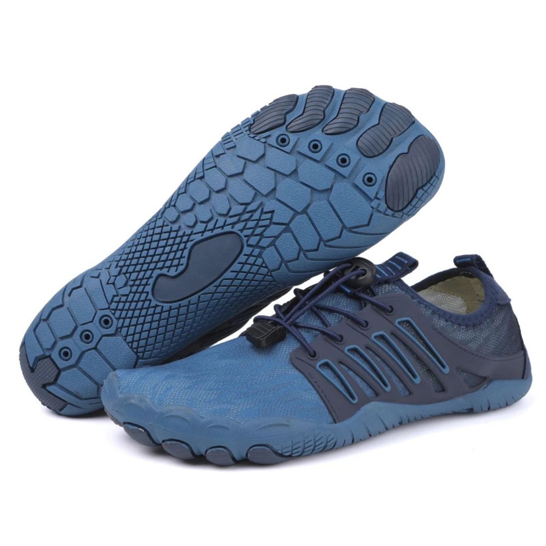 "Orthopedische barefoot schoenen met ademend textiel, lichte flexibele constructie voor comfort en natuurlijke beweging."