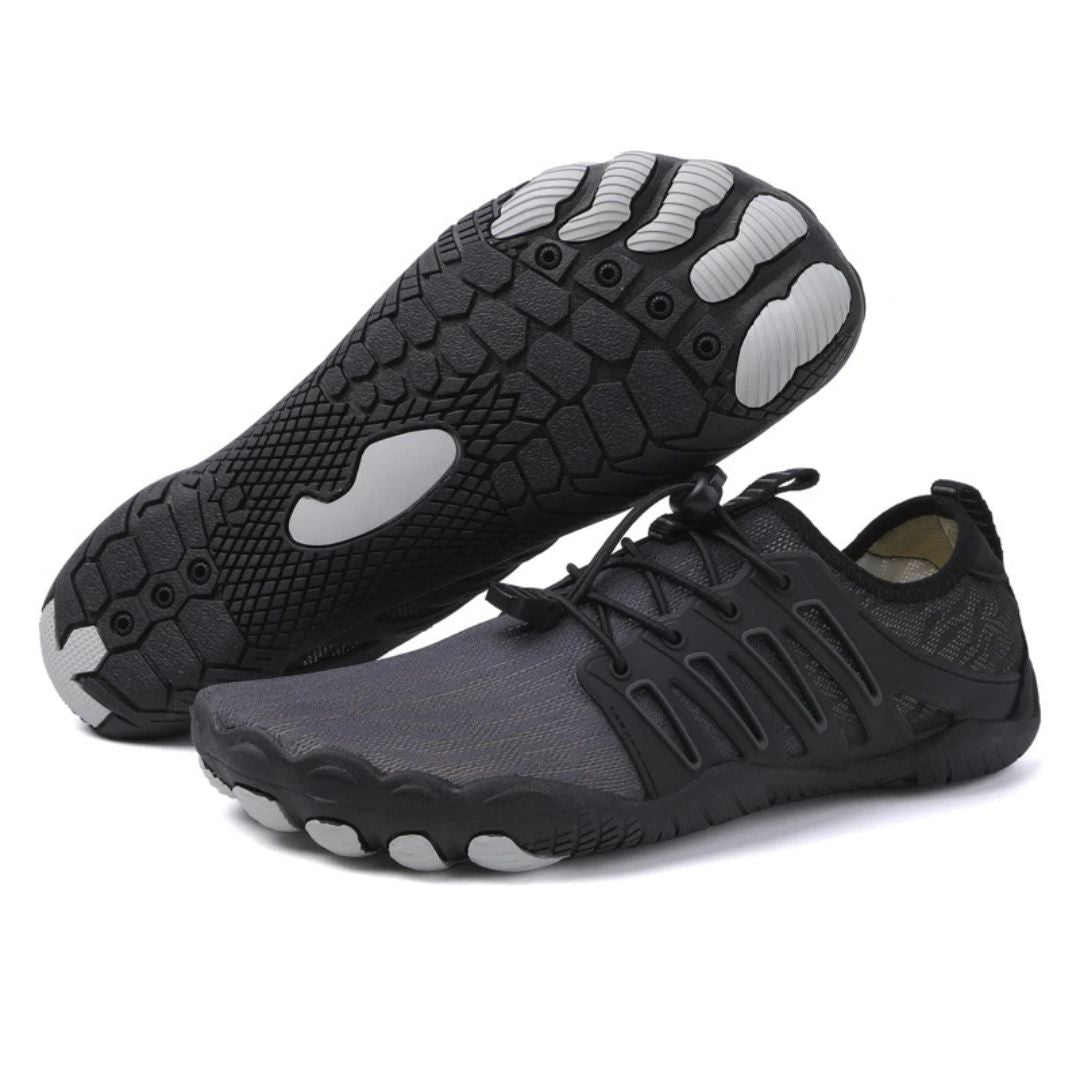 "Orthopedische barefoot schoenen met ademend textiel, lichte flexibele constructie voor comfort en natuurlijke beweging."