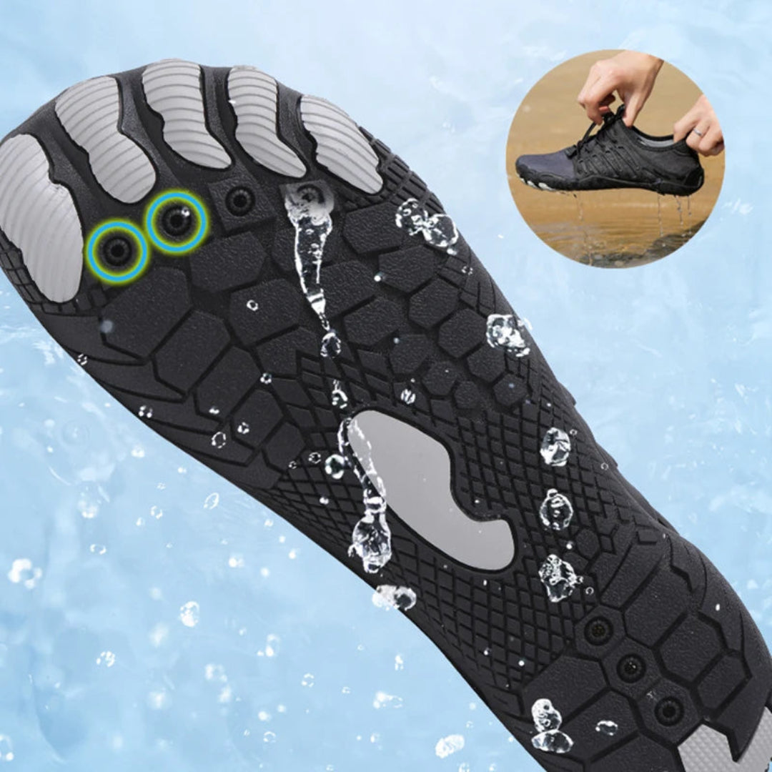 "Orthopedische barefoot schoenen met ademend textiel, lichte flexibele constructie voor comfort en natuurlijke beweging."