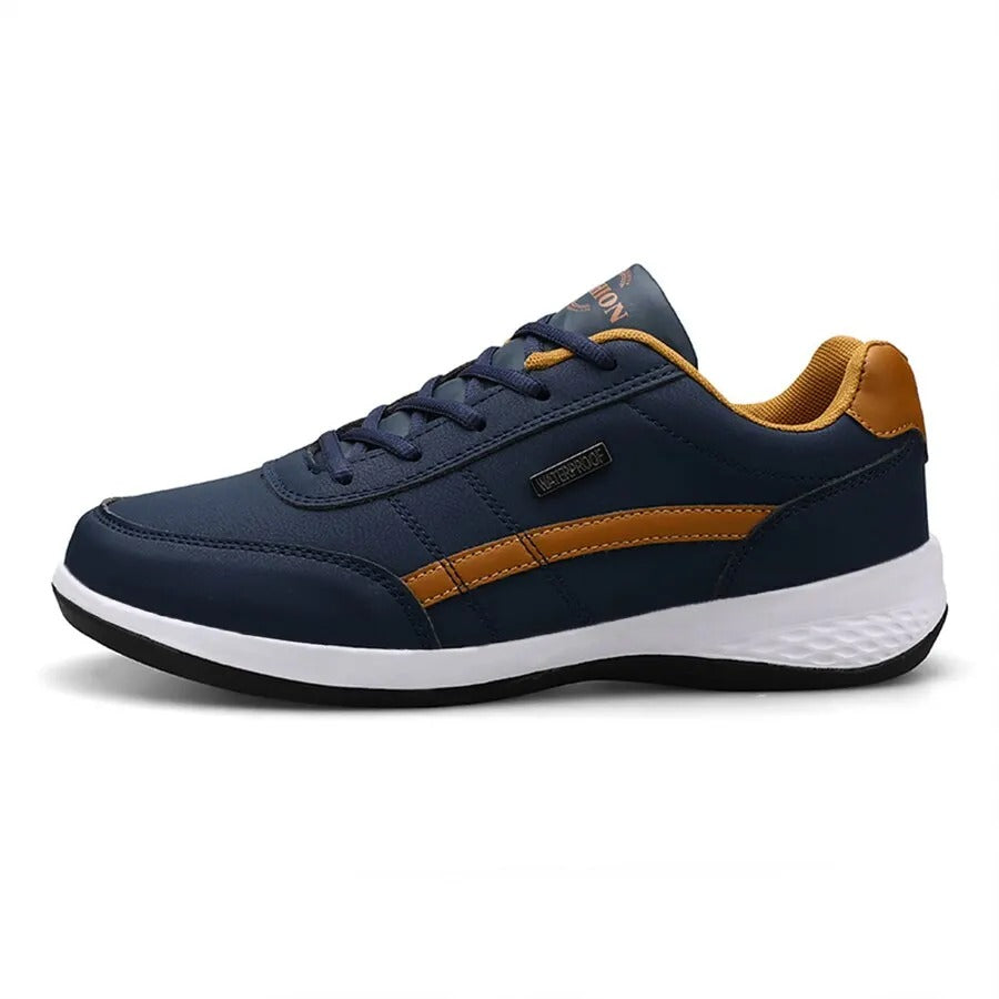 Orthopedische blauwe comfortschoenen, elegant design, hoge kwaliteit, verlichten vermoeide voeten, dagelijks comfort.