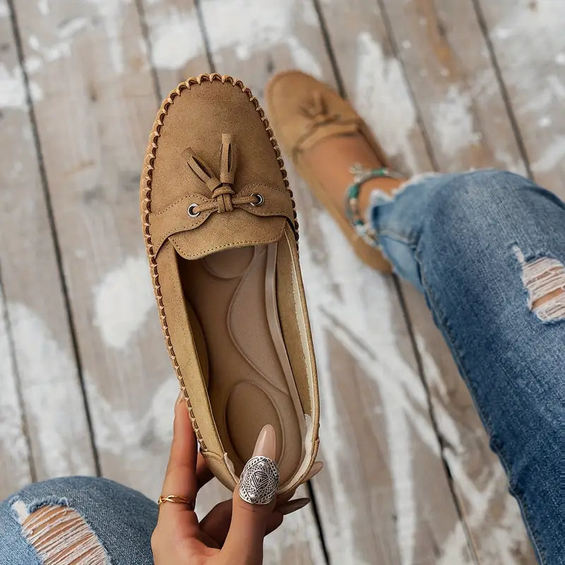 "Orthopedische mocassins dames, elegant design, bruine kleur, slip-on, comfortabel ademend materiaal, antislip zool"