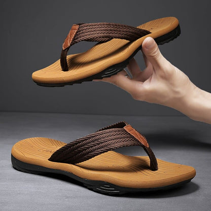 "Orthopedische pantoffels voor mannen met ademend materiaal, trendy design en orthopedisch voetbed voor optimaal comfort."