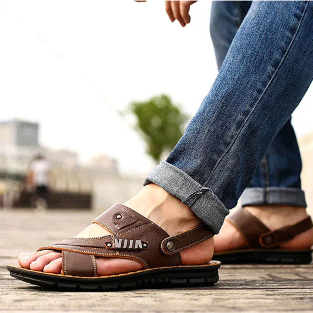 "Orthopedische sandalen voor heren, zwart, bruin, lichtbruin, maat 36-45, comfortabel voetbed, stijlvol design."