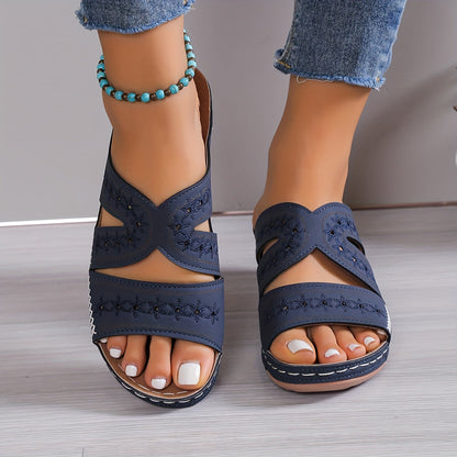 "Orthopedische sandalen voor vrouwen, bruin met brede zool, gelvulling voor comfort bij knie- en voetpijn."