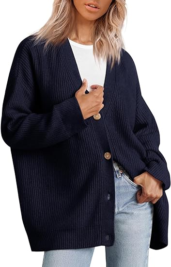 "Oversized damesvest, V-hals, knoopsluiting, warme stof, comfortabele pasvorm, stijlvol voor koele dagen"