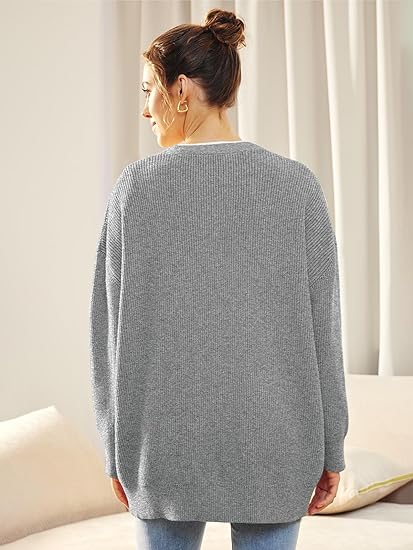 "Oversized damesvest, V-hals, knoopsluiting, warme stof, comfortabele pasvorm, stijlvol voor koele dagen"