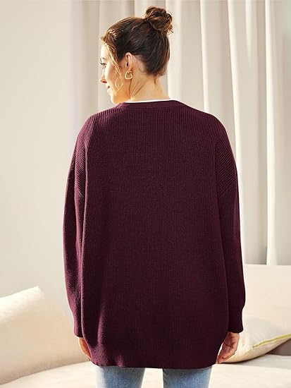 "Oversized damesvest, V-hals, knoopsluiting, warme stof, comfortabele pasvorm, stijlvol voor koele dagen"