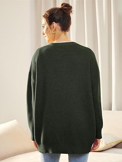 "Oversized damesvest, V-hals, knoopsluiting, warme stof, comfortabele pasvorm, stijlvol voor koele dagen"