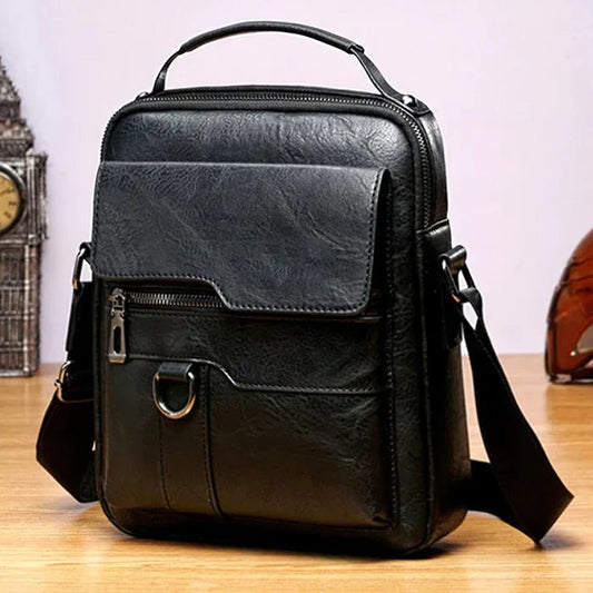 "Randel Lederen Laptop Tas, stijlvolle schoudertas met veelzijdige opbergruimte en compact ontwerp in premium PU-leer."