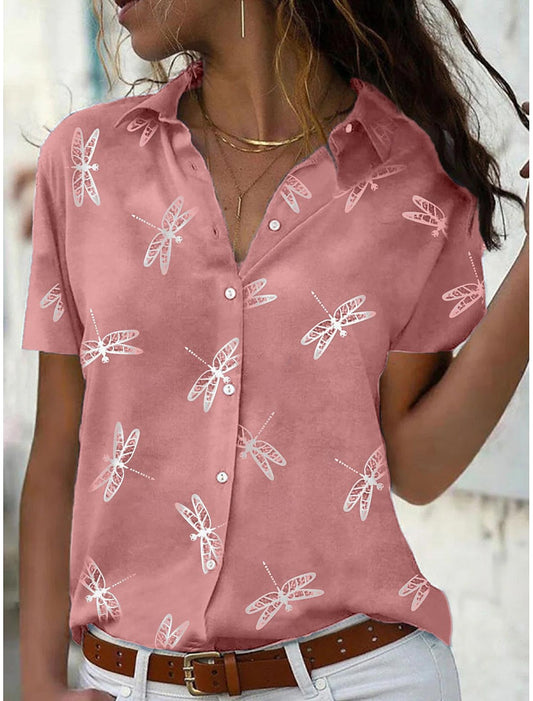 Roze zomershirt voor dames met korte mouwen, licht en ademend voor comfort op warme dagen, stijlvolle relaxte pasvorm.