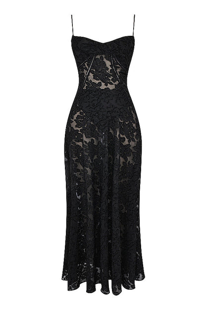 "Rugloze Elvina maxi jurk met geborduurde details, elegante lange jurk voor zomerse gelegenheden in vrouwenmode"