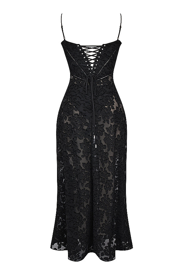 "Rugloze Elvina maxi jurk met geborduurde details, elegante lange jurk voor zomerse gelegenheden in vrouwenmode"