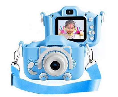 "Schokbestendige HD mini digitale camera voor kinderen, kleurrijk design, 20MP foto's, 1080p video's, inclusief beschermhoes.