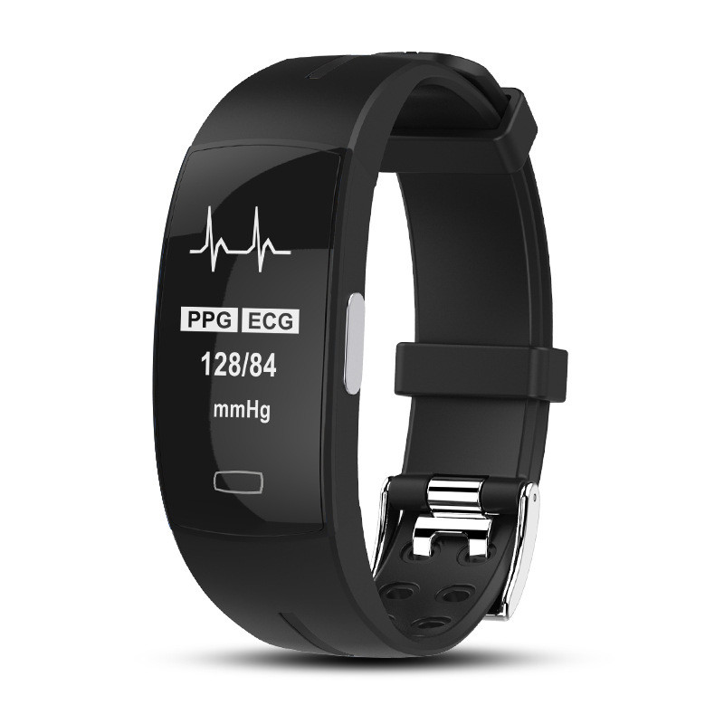 "Slanke bloeddruk- en hartslagmonitor met waterbestendig design voor real-time gezondheidstracking en gegevenssynchronisatie.