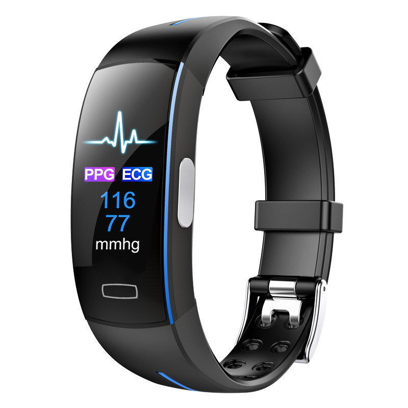 "Slanke bloeddruk- en hartslagmonitor met waterbestendig design voor real-time gezondheidstracking en gegevenssynchronisatie.
