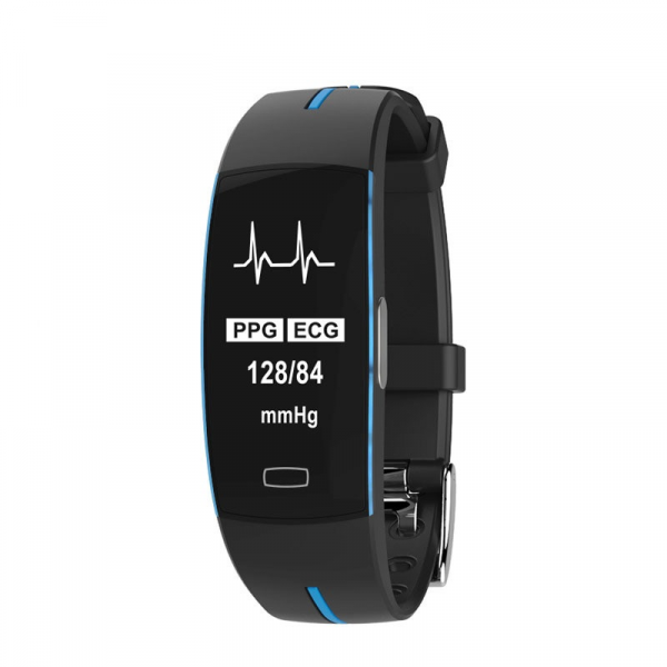 "Slanke bloeddruk- en hartslagmonitor met waterbestendig design voor real-time gezondheidstracking en gegevenssynchronisatie.