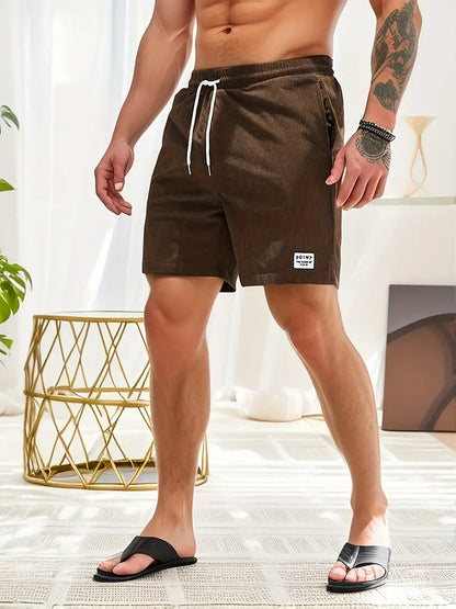 "Sneldrogende heren zwembroek, modern design, blauwe kleur, elastische tailleband met trekkoord, ideaal voor strand en zwemba