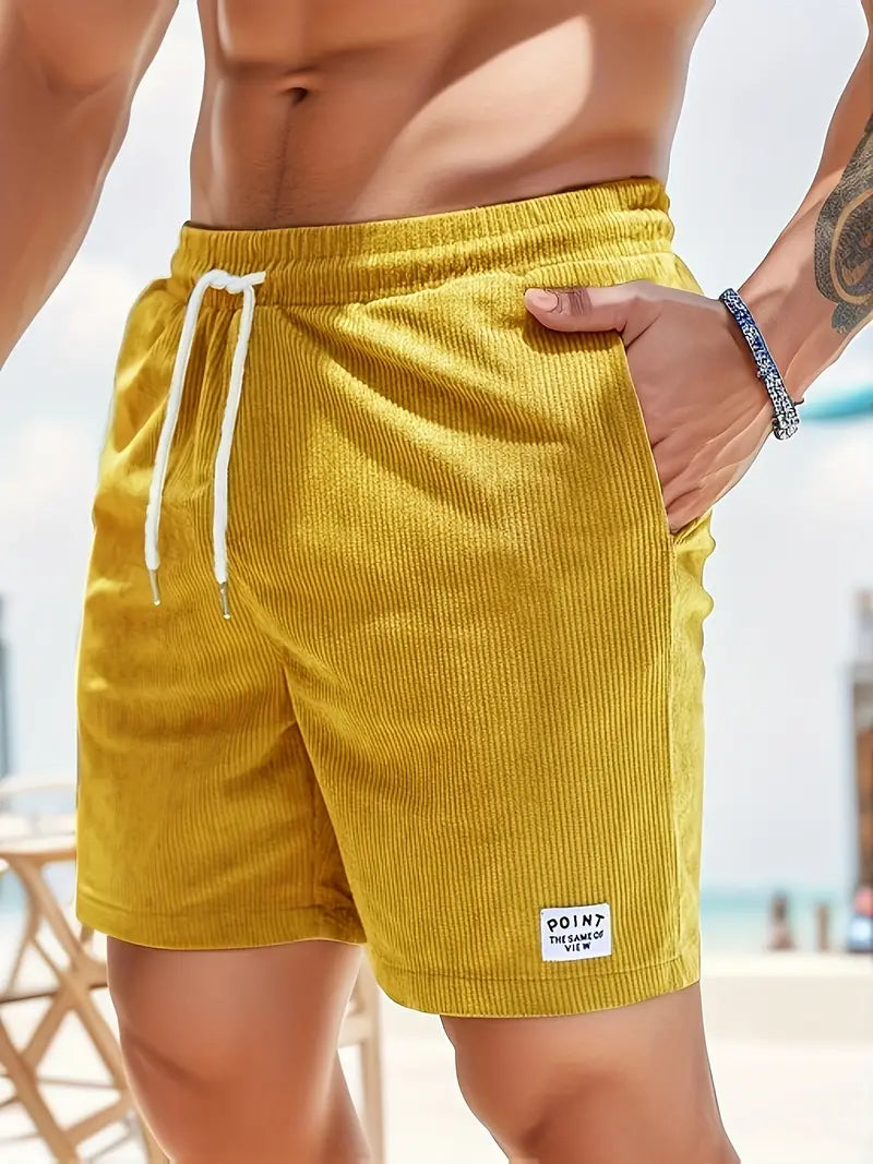 "Sneldrogende heren zwembroek, modern design, blauwe kleur, elastische tailleband met trekkoord, ideaal voor strand en zwemba
