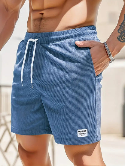 "Sneldrogende heren zwembroek, modern design, blauwe kleur, elastische tailleband met trekkoord, ideaal voor strand en zwemba