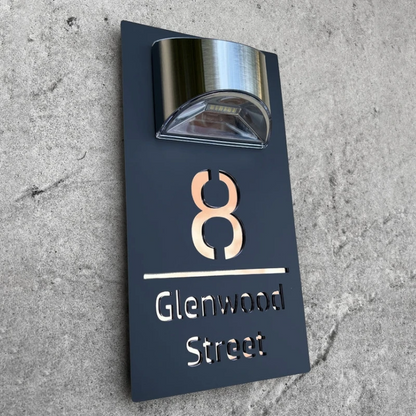 "Solar huisnummer bord met heldere, milieuvriendelijke verlichting, weerbestendig en eenvoudig te onderhouden, geen bedrading