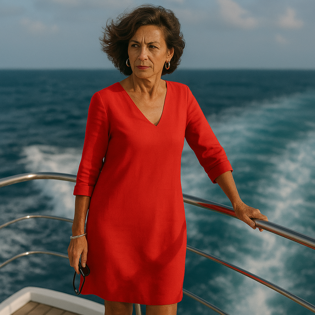 "Sophie zomerjurk donkerblauw, elegant ontwerp, luchtige stof, dameskleding, ideaal voor stijlvolle en comfortabele zomerdage