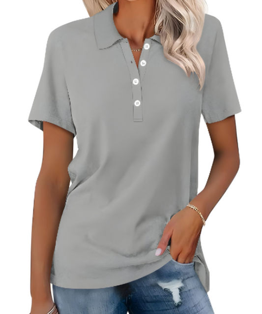 Stijlvol dames poloshirt met kraag, knopen, duurzaam materiaal; elegante look, perfect voor elke gelegenheid.