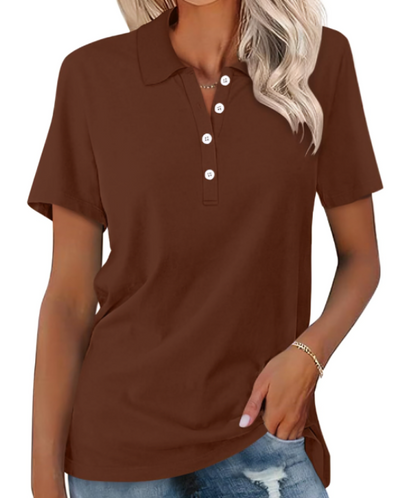 Stijlvol dames poloshirt met kraag, knopen, duurzaam materiaal; elegante look, perfect voor elke gelegenheid.