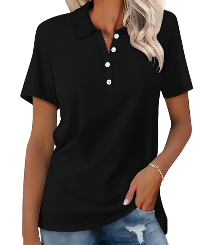 Stijlvol dames poloshirt met kraag, knopen, duurzaam materiaal; elegante look, perfect voor elke gelegenheid.
