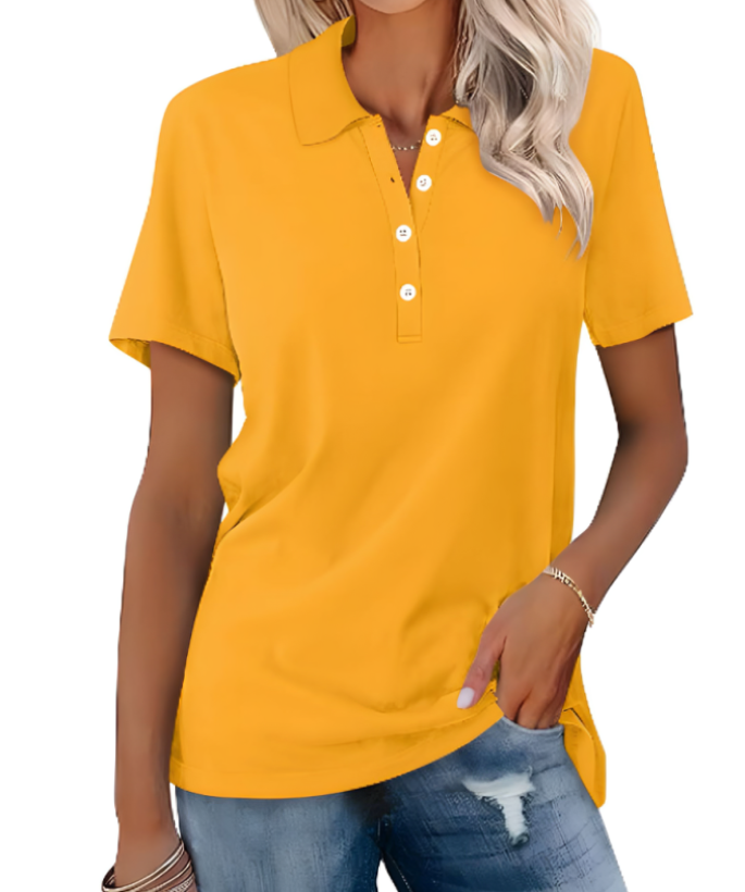 Stijlvol dames poloshirt met kraag, knopen, duurzaam materiaal; elegante look, perfect voor elke gelegenheid.