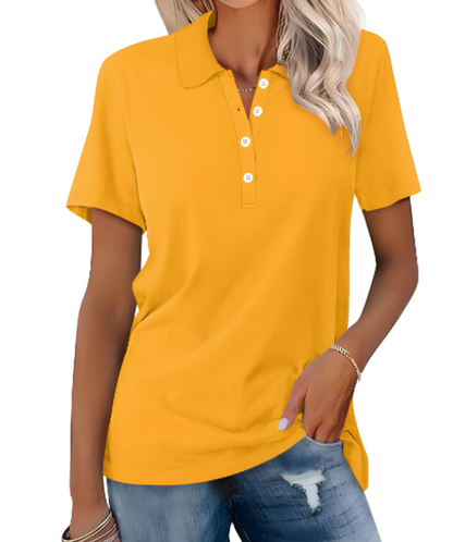Stijlvol dames poloshirt met kraag, knopen, duurzaam materiaal; elegante look, perfect voor elke gelegenheid.