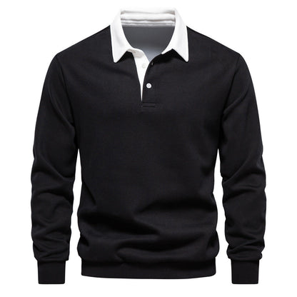Stijlvol lang mouw poloshirt voor heren, katoenmix, regular-fit, tijdloos design, veelzijdig voor elke gelegenheid.